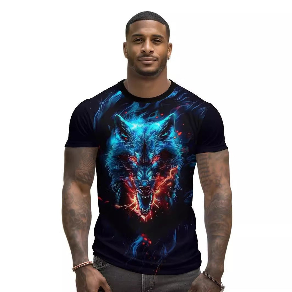 European And American 3D Printing Wolf Loose Men's Short - sleeved T - shirt - Amaze - On ShoppingT - ShirtAmaze - On Shopping